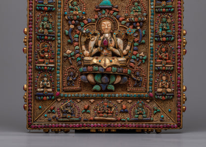 Chenresig with Other Deities Wall Hanging Decor | Symbol of Compassion and Spiritual Protection