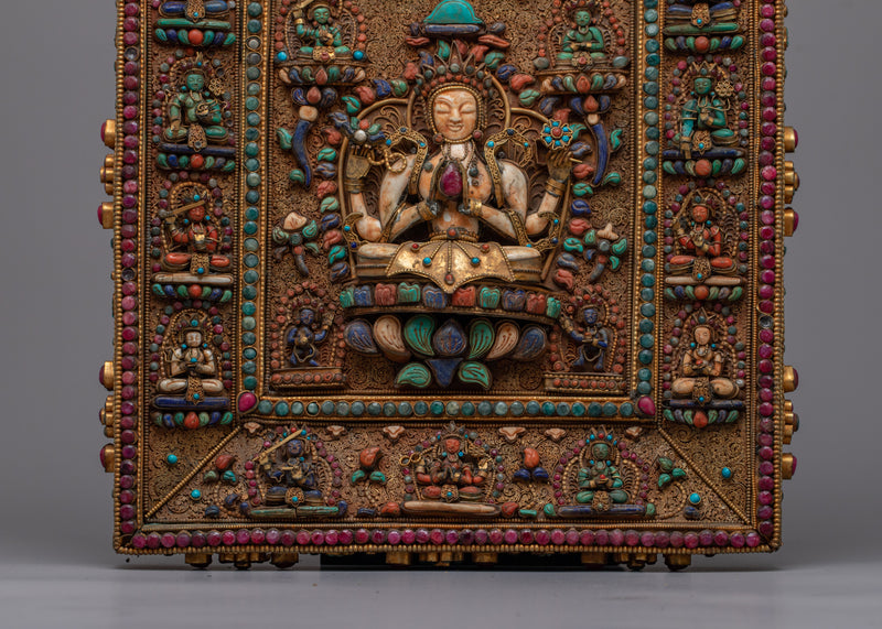 Chenresig with Other Deities Wall Hanging Decor | Symbol of Compassion and Spiritual Protection