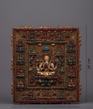 Chenresig with Other Deities Wall Hanging Decor | Symbol of Compassion and Spiritual Protection