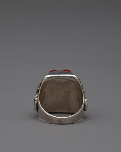 Handmade Buddhist Silver Ring | Artisanal Sacred Jewelry Symbolizing Spiritual Elegance