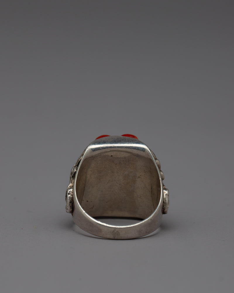 Handmade Buddhist Silver Ring | Artisanal Sacred Jewelry Symbolizing Spiritual Elegance