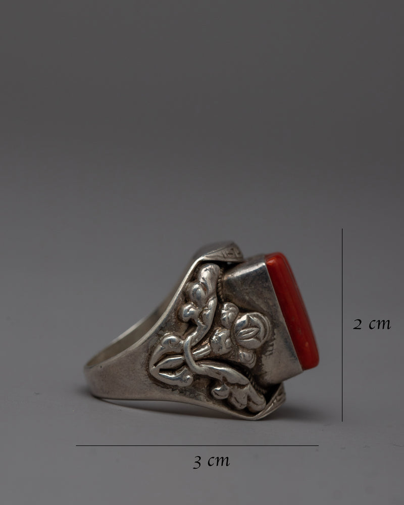 Handmade Buddhist Silver Ring | Artisanal Sacred Jewelry Symbolizing Spiritual Elegance