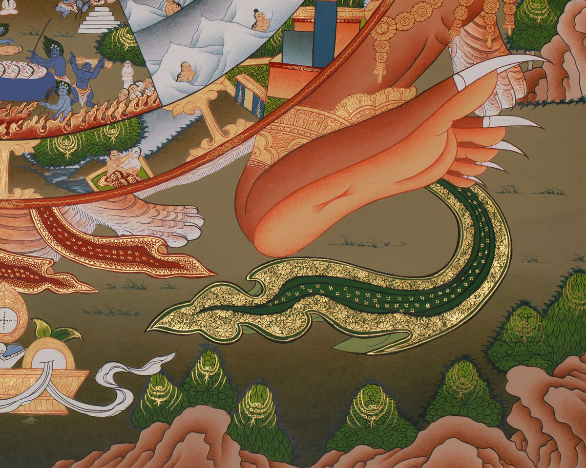 Sacred Thangka of the Wheel of Life | Bhavachakra Artwork