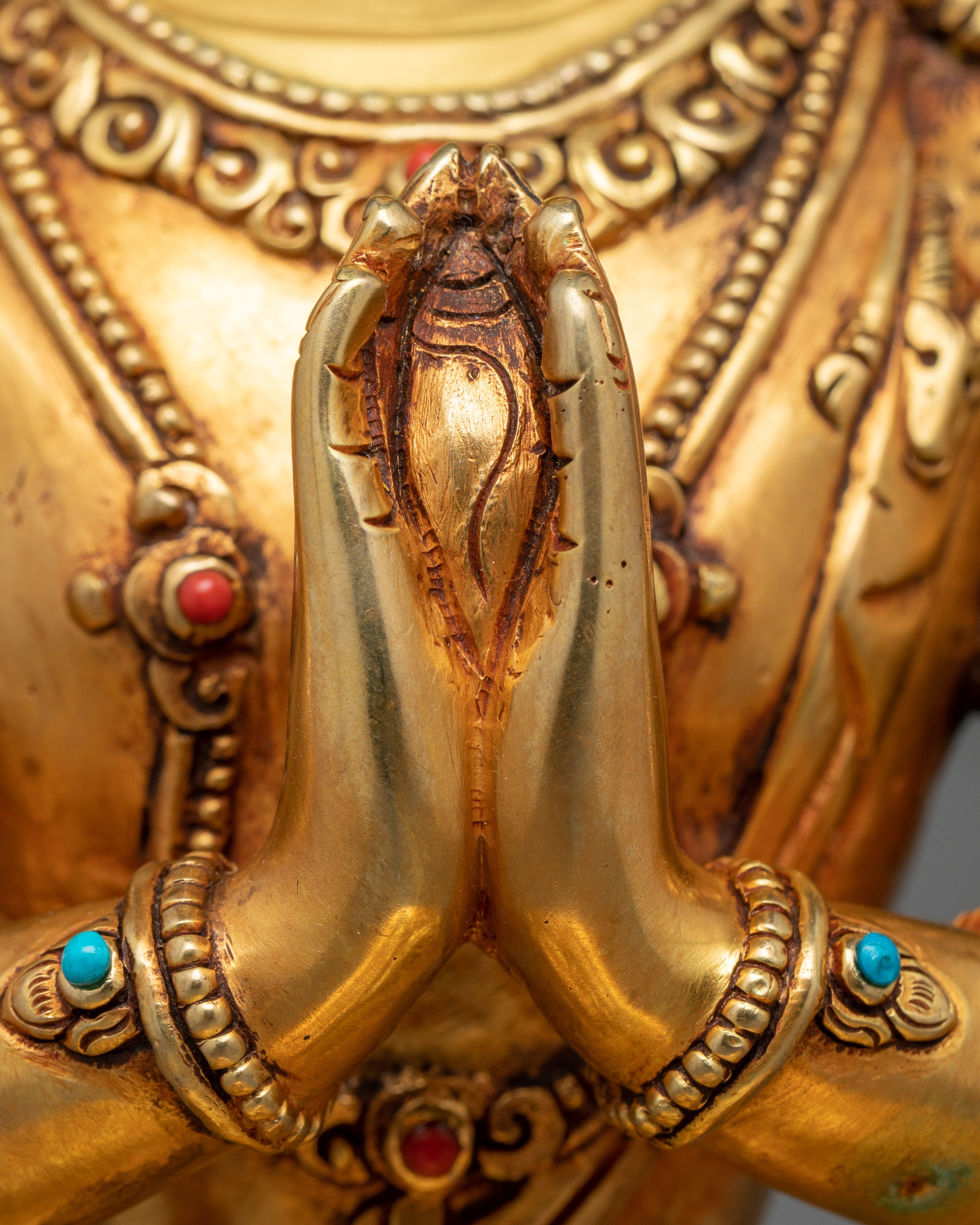 Welcome the Compassionate Presence of Avalokistesvara | 24K Gold-Gilded Copper Statue
