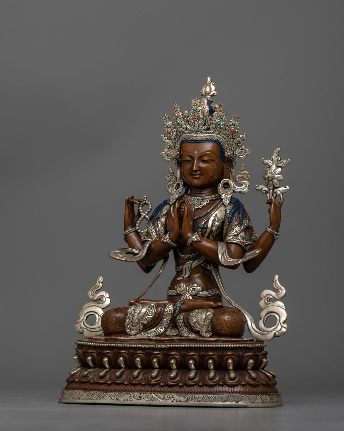 chenrezig-silver-plated-oxidized-34cm