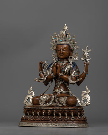 chenrezig-silver-plated-oxidized-34cm