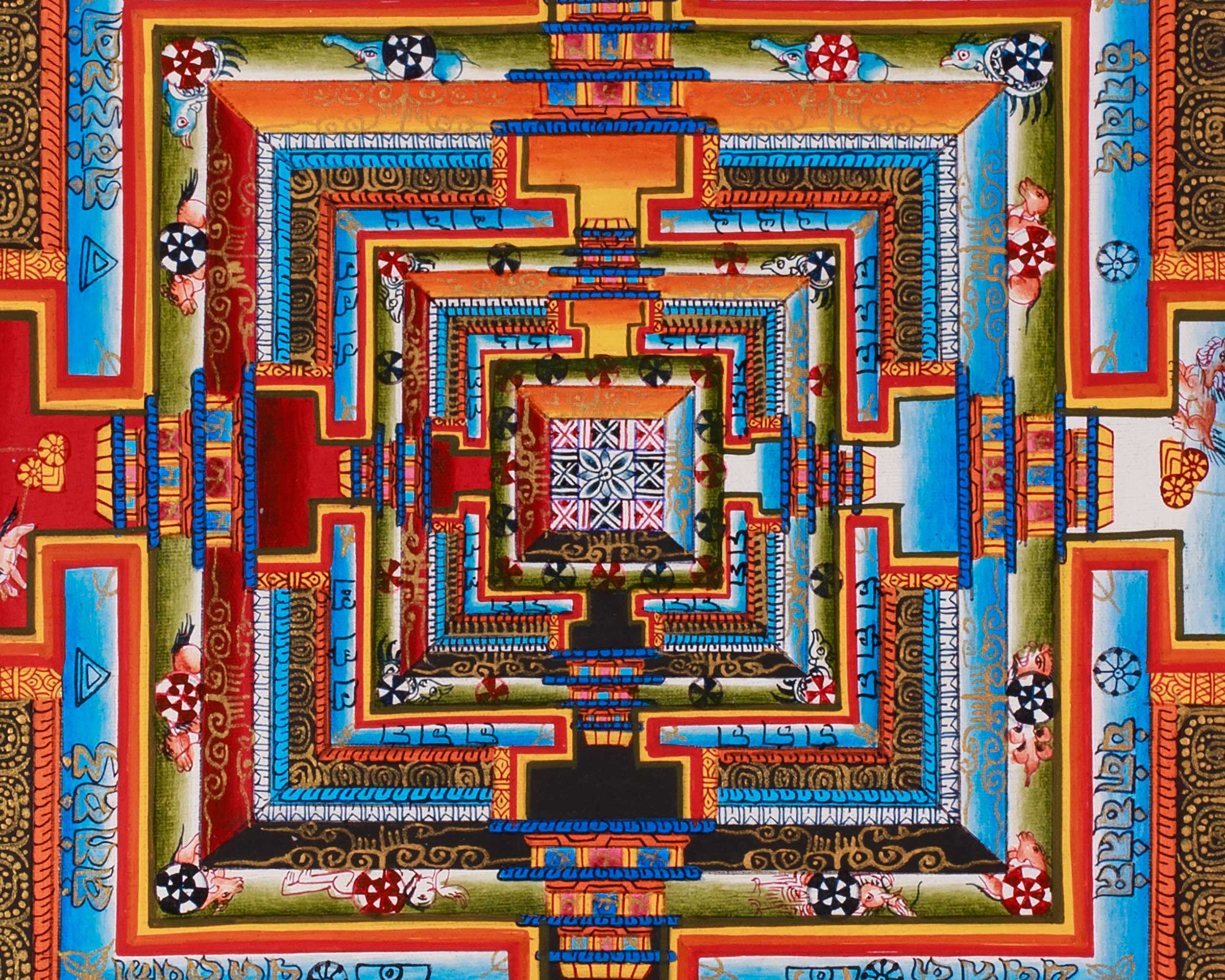 Sacred Kalachakra Mandala Painting | Traditional Tibetan Buddhist Artwork