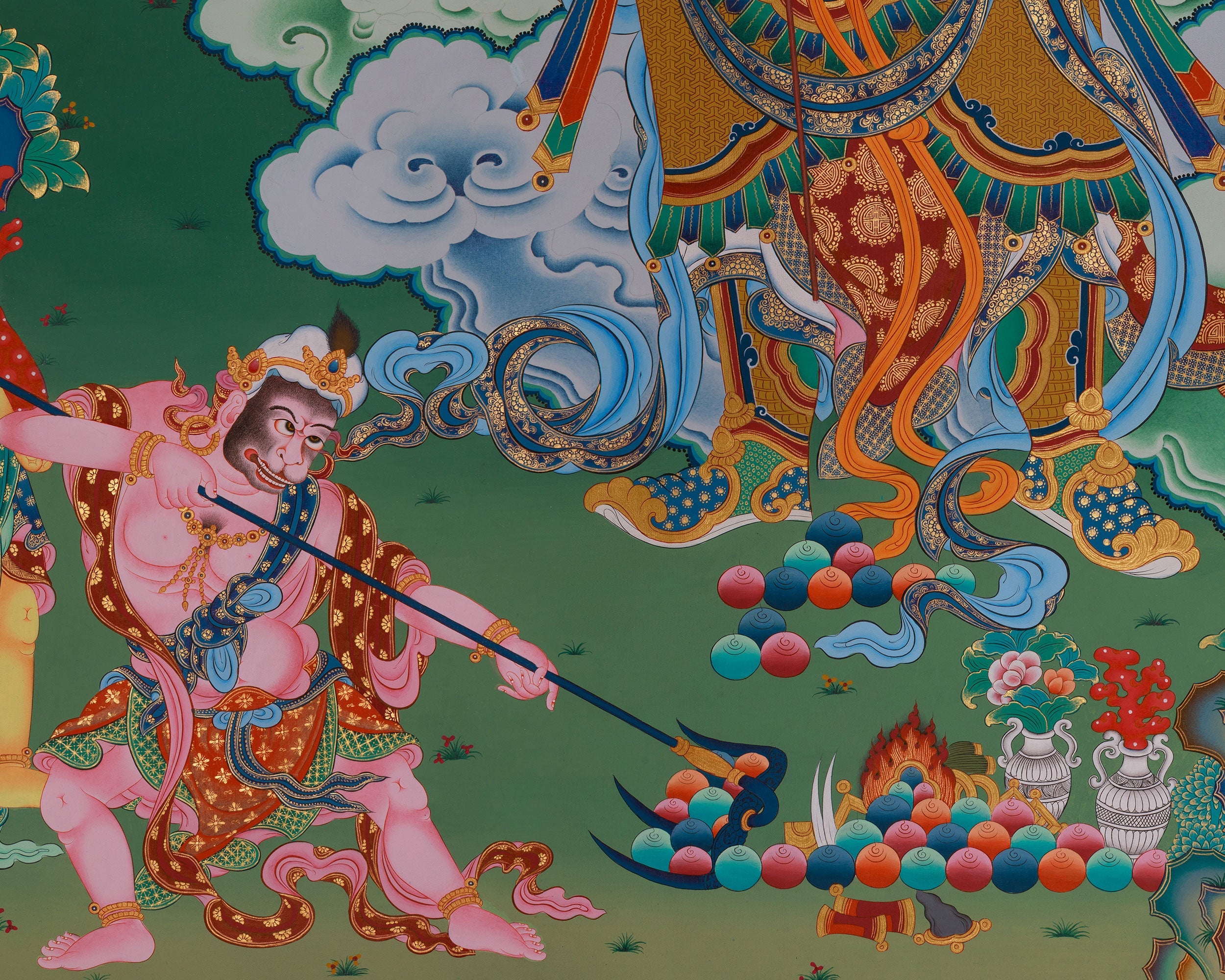 Traditional Thangka of Vaisravana | Tibetan Wealth God | Protector Deity