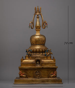 Large Tibetan Stupa Statue | Buddhist Monument for Home Decor