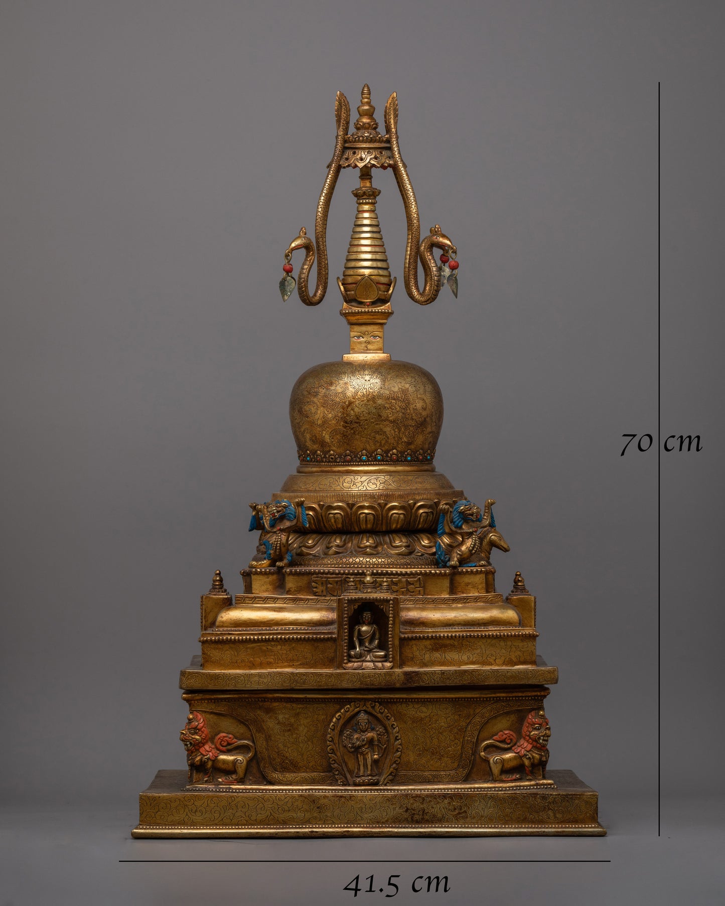 Large Tibetan Stupa Statue | Buddhist Monument for Home Decor