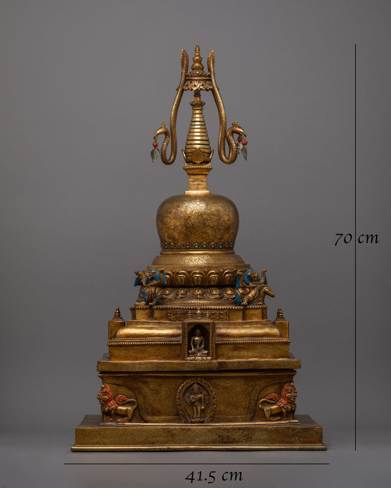 Large Tibetan Stupa Statue | Buddhist Monument for Home Decor