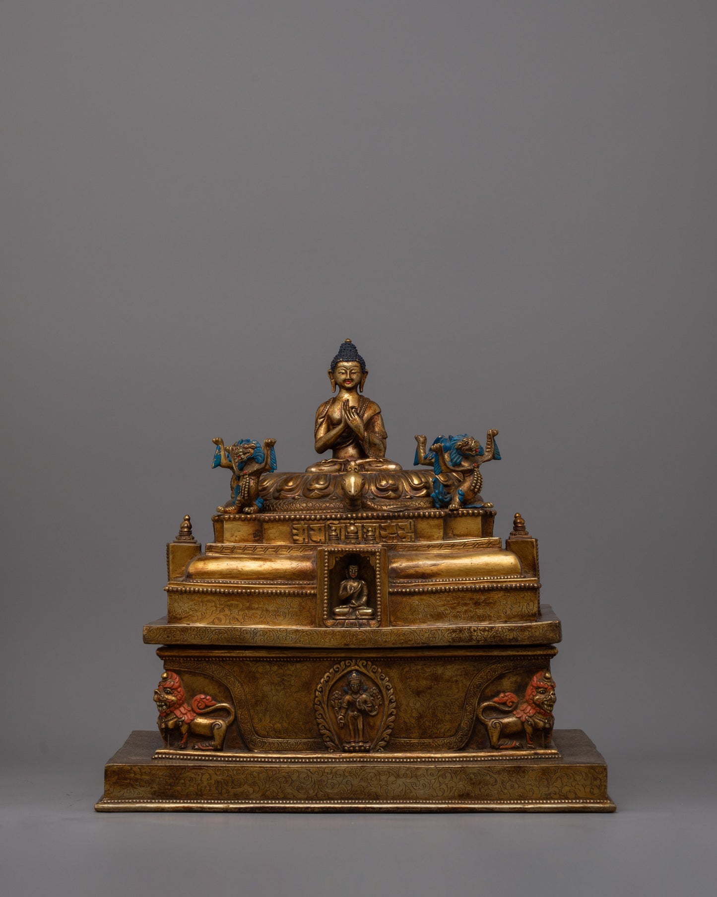 Large Tibetan Stupa Statue | Buddhist Monument for Home Decor