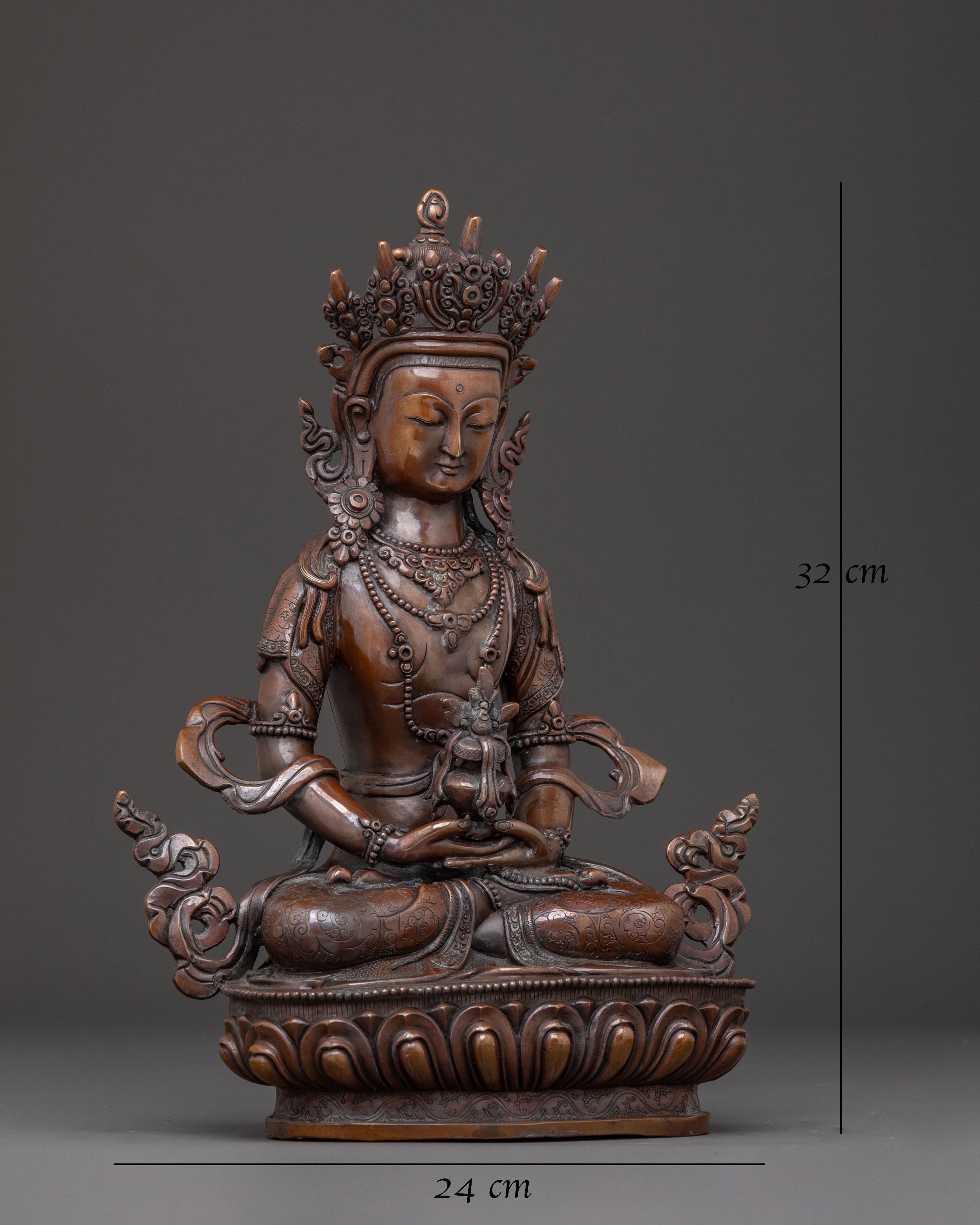Amitayus Longevity Copper Statue | Home Decor