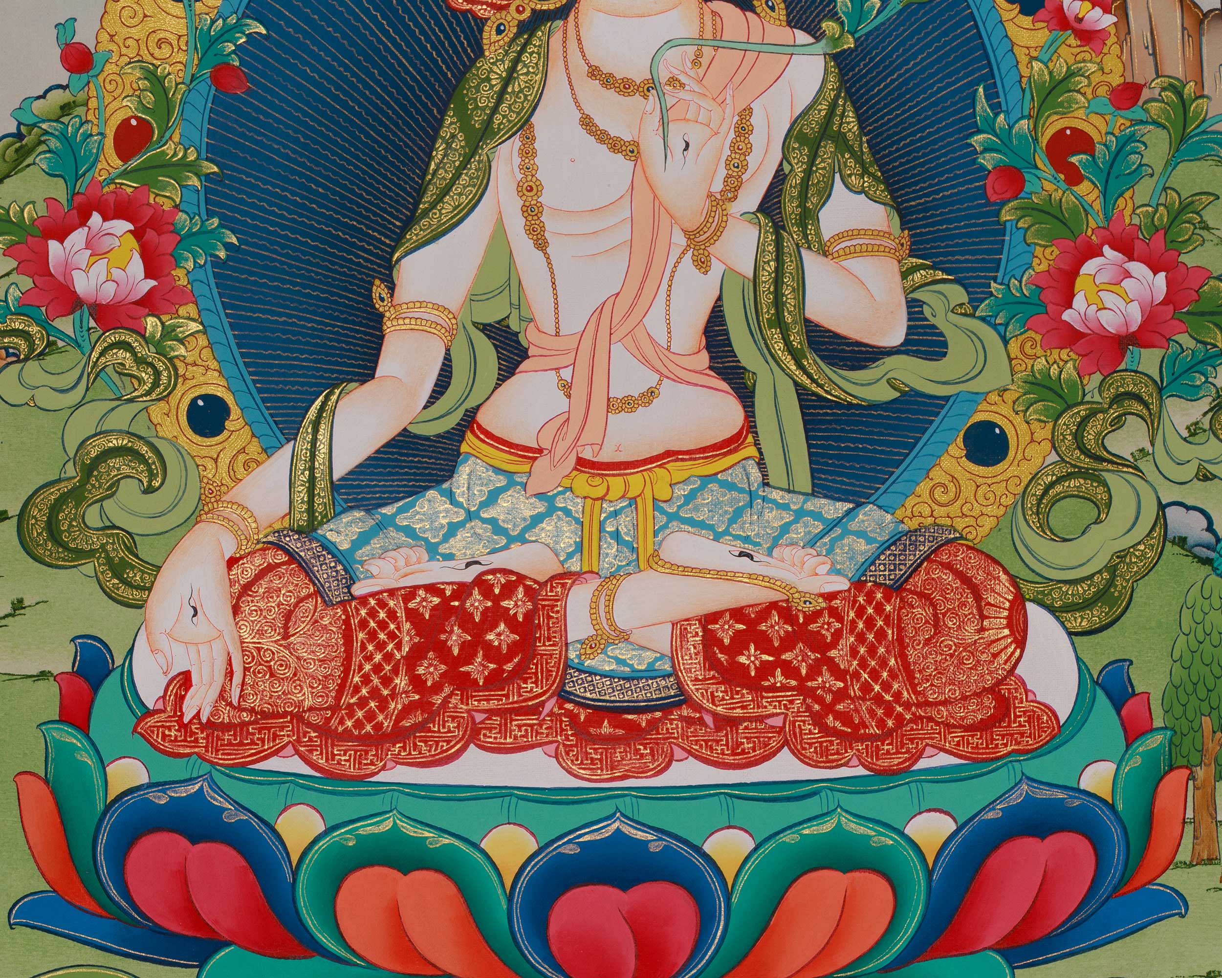 White Tara Meditation Art | Female Buddha In Tibetan Buddhism | Seven Eyes Goddess