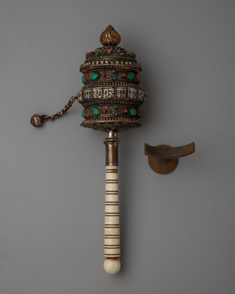 Handheld Tibetan Prayer Wheel | Spiritual Tool for Personal Meditation and Mantra Recitation