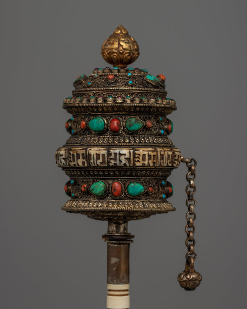 Handheld Tibetan Prayer Wheel | Spiritual Tool for Personal Meditation and Mantra Recitation