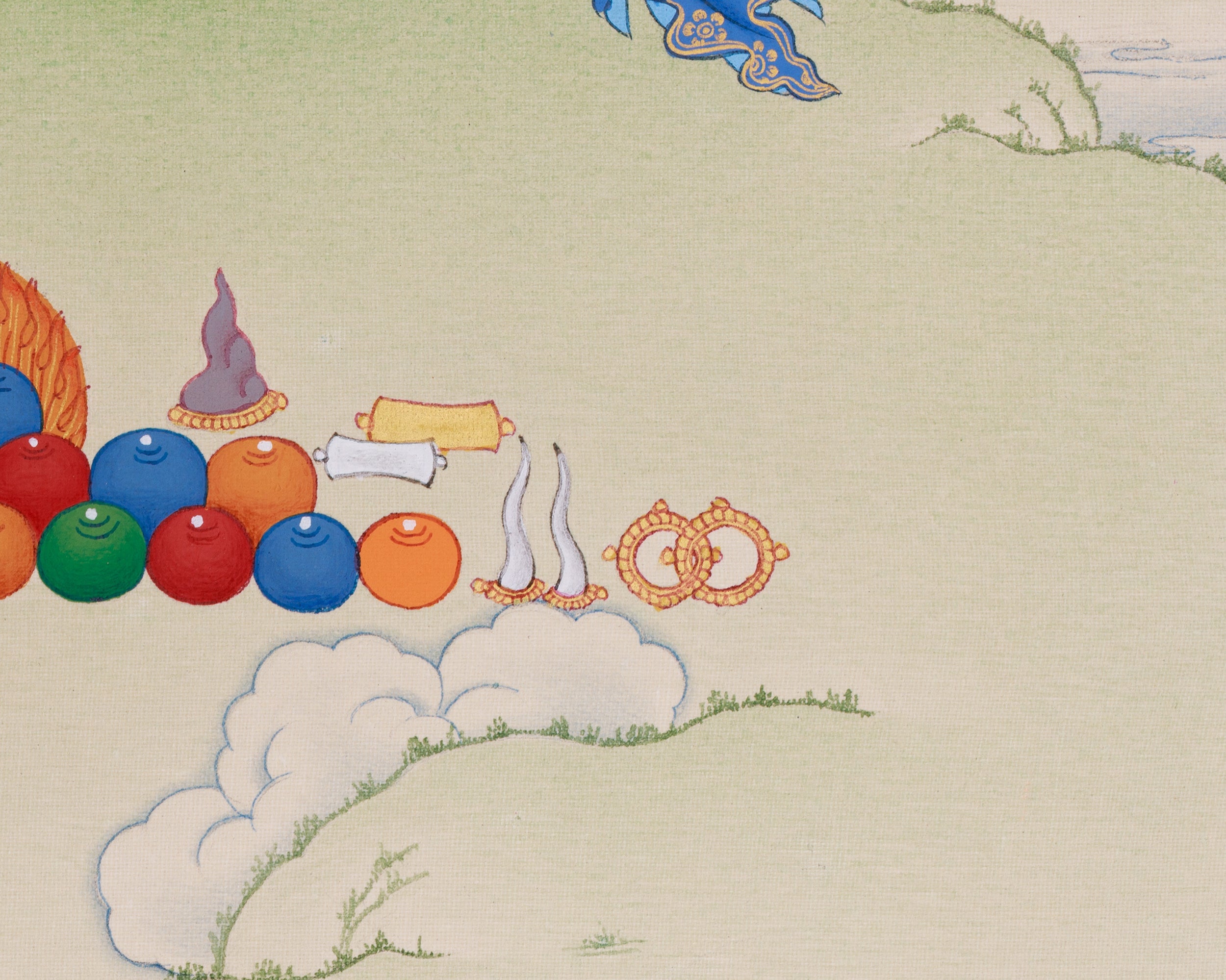 Thangka of Long-Life Deities: White Tara, Amitayus Buddha, and Namgyalma | Symbols of Protection