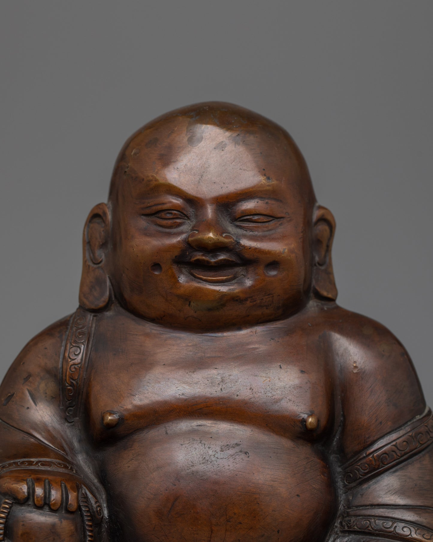 Laughing Buddha Figurine | Handmade Religious Artifact the Spirit of Happiness and Abundance