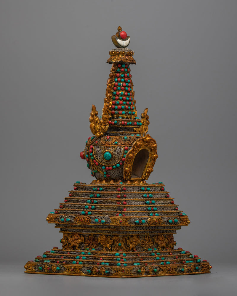 Tibetan Stupa Chorten | Symbol of Enlightenment and Spiritual Presence for Sacred Spaces