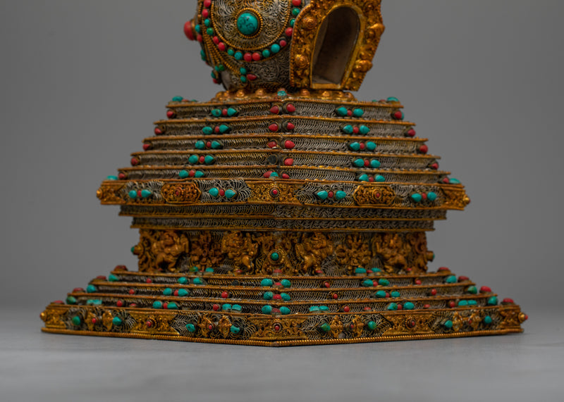 Tibetan Stupa Chorten | Symbol of Enlightenment and Spiritual Presence for Sacred Spaces