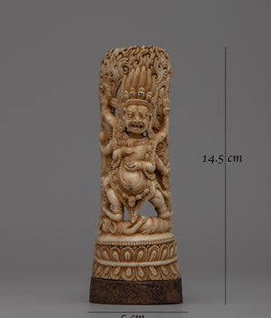 Six-Armed Mahakala Bone Stamp Statue | Symbol of Strength, Protection, and Spiritual Vigilance