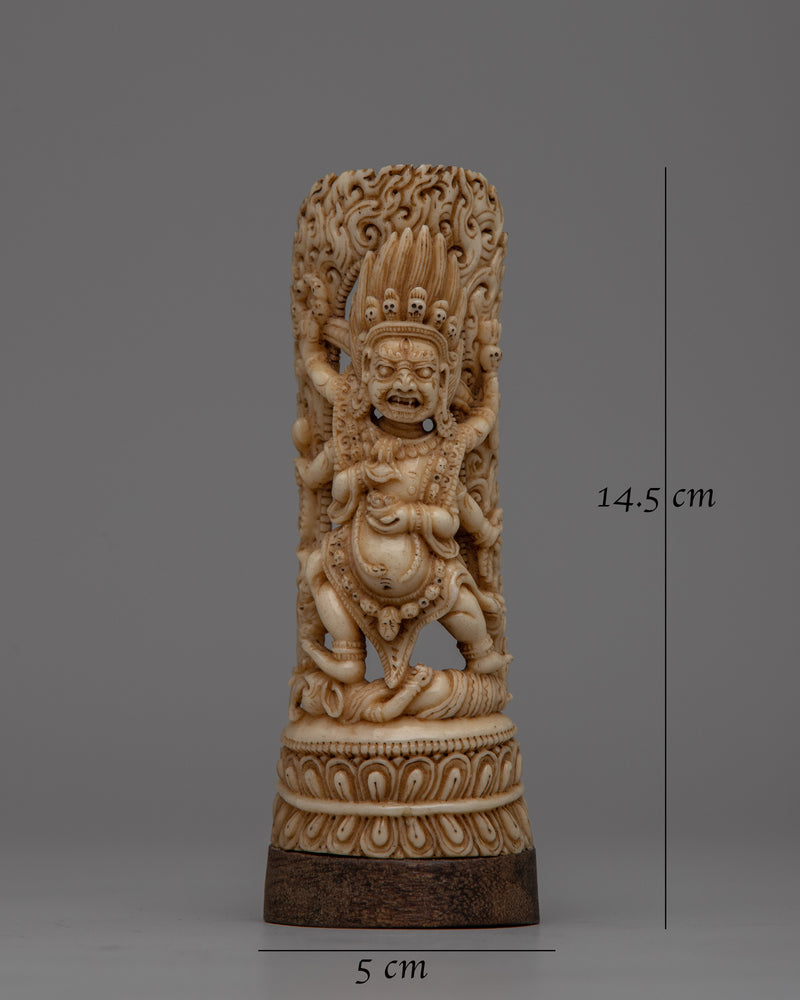 Six-Armed Mahakala Bone Stamp Statue | Symbol of Strength, Protection, and Spiritual Vigilance