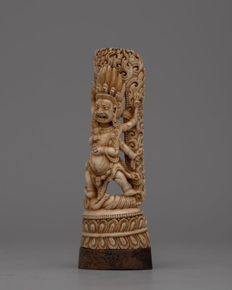 Six-Armed Mahakala Bone Stamp Statue | Symbol of Strength, Protection, and Spiritual Vigilance