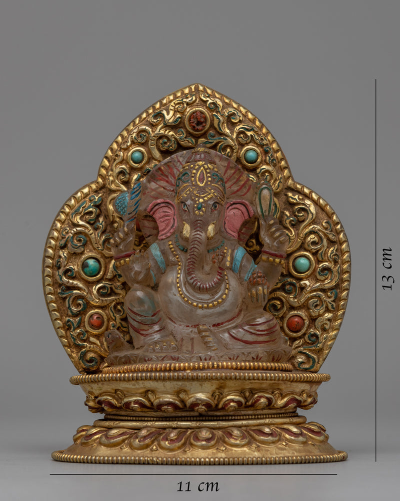 Crystal Ganesha Statue with Throne | Reflecting the Benevolent and Auspicious Presence of Lord Ganesha