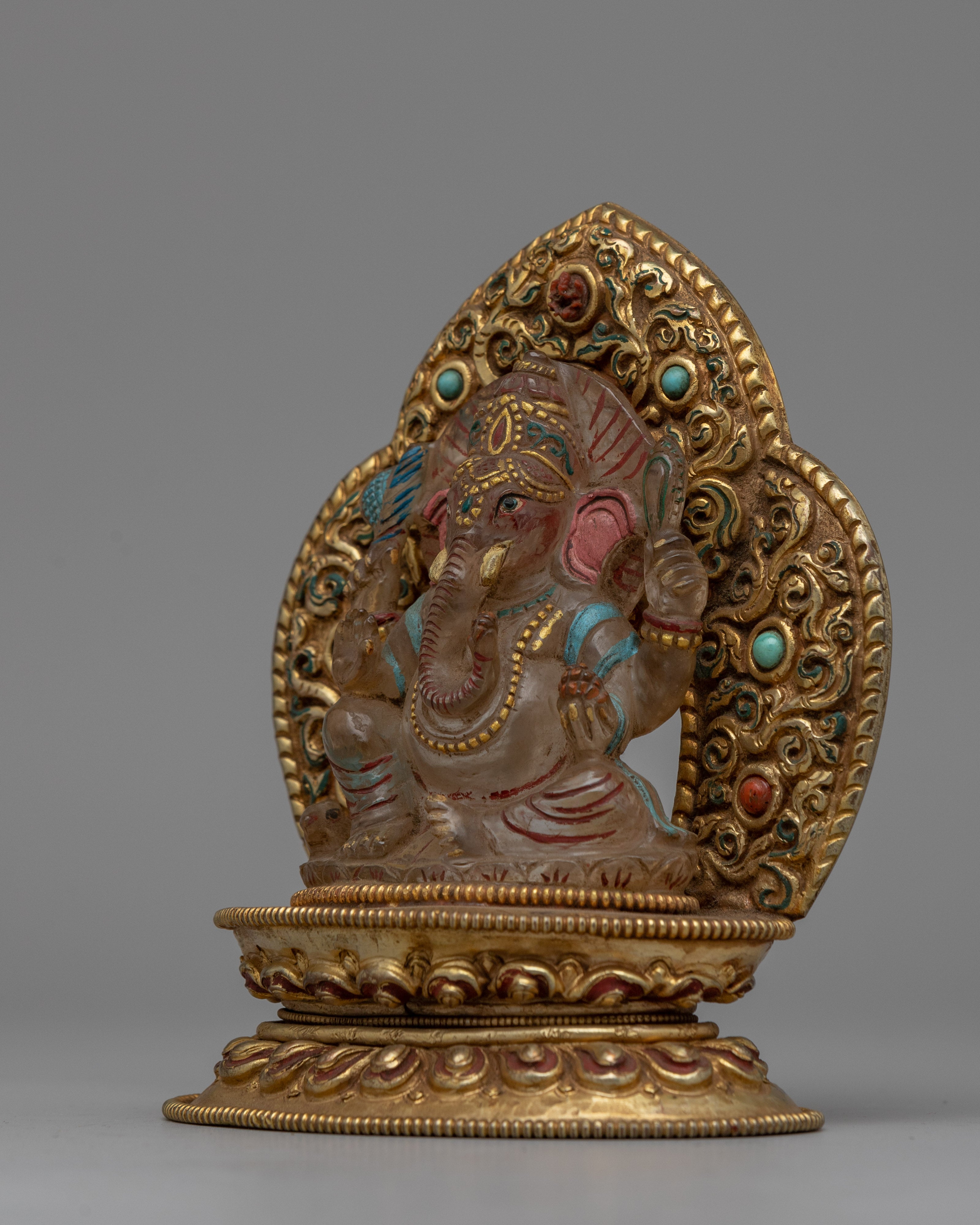 Crystal Ganesha Statue with Throne | Reflecting the Benevolent and Auspicious Presence of Lord Ganesha