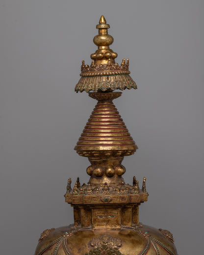 Buddhist Stupa Statue | Handcrafted Tibetan Symbol of Harmony and Wisdom