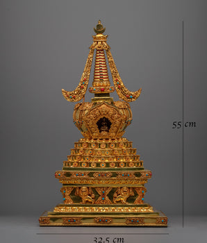 Handmade Chorten Tibetan Stupa | Handcrafted Buddhist Monument for Enlightenment and Sacred Decor
