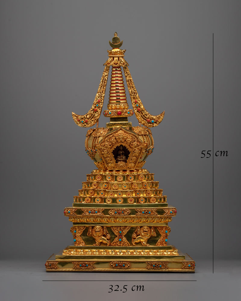 Handmade Chorten Tibetan Stupa | Handcrafted Buddhist Monument for Enlightenment and Sacred Decor