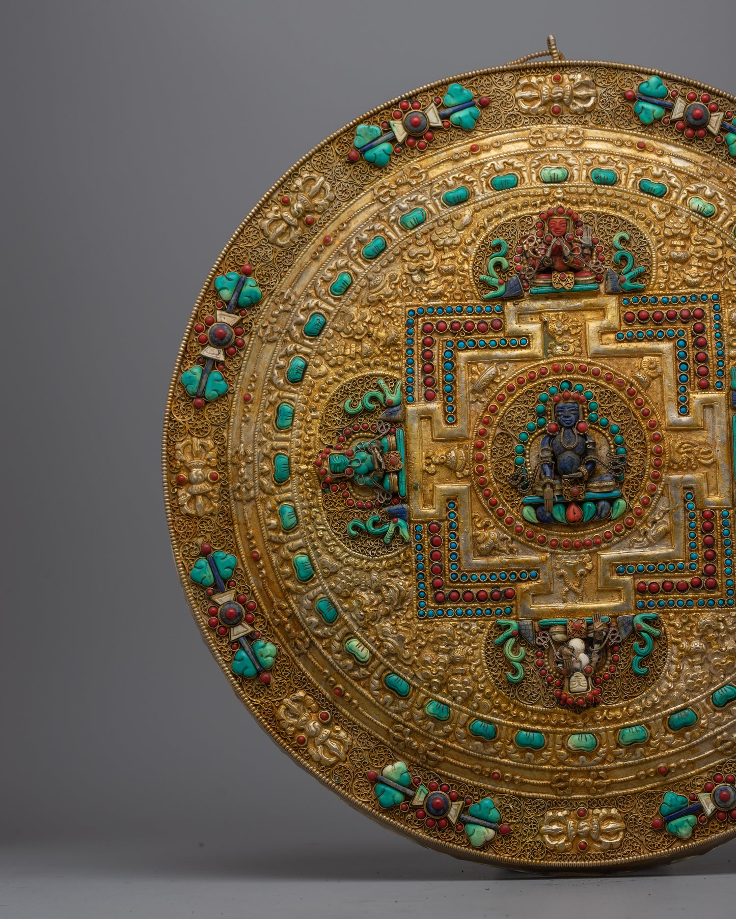 Mandala Wall Hanging Metal Thangka  | A Divine Fusion of Art and Spirituality