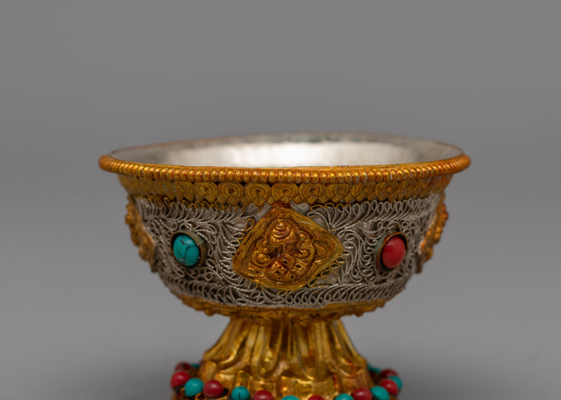 Handcrafted Ritual Offering Bowl | Traditional Tibetan Ritual Vessel