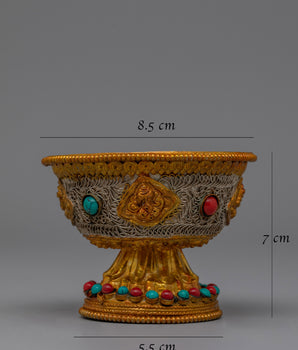 Handcrafted Ritual Offering Bowl | Traditional Tibetan Ritual Vessel