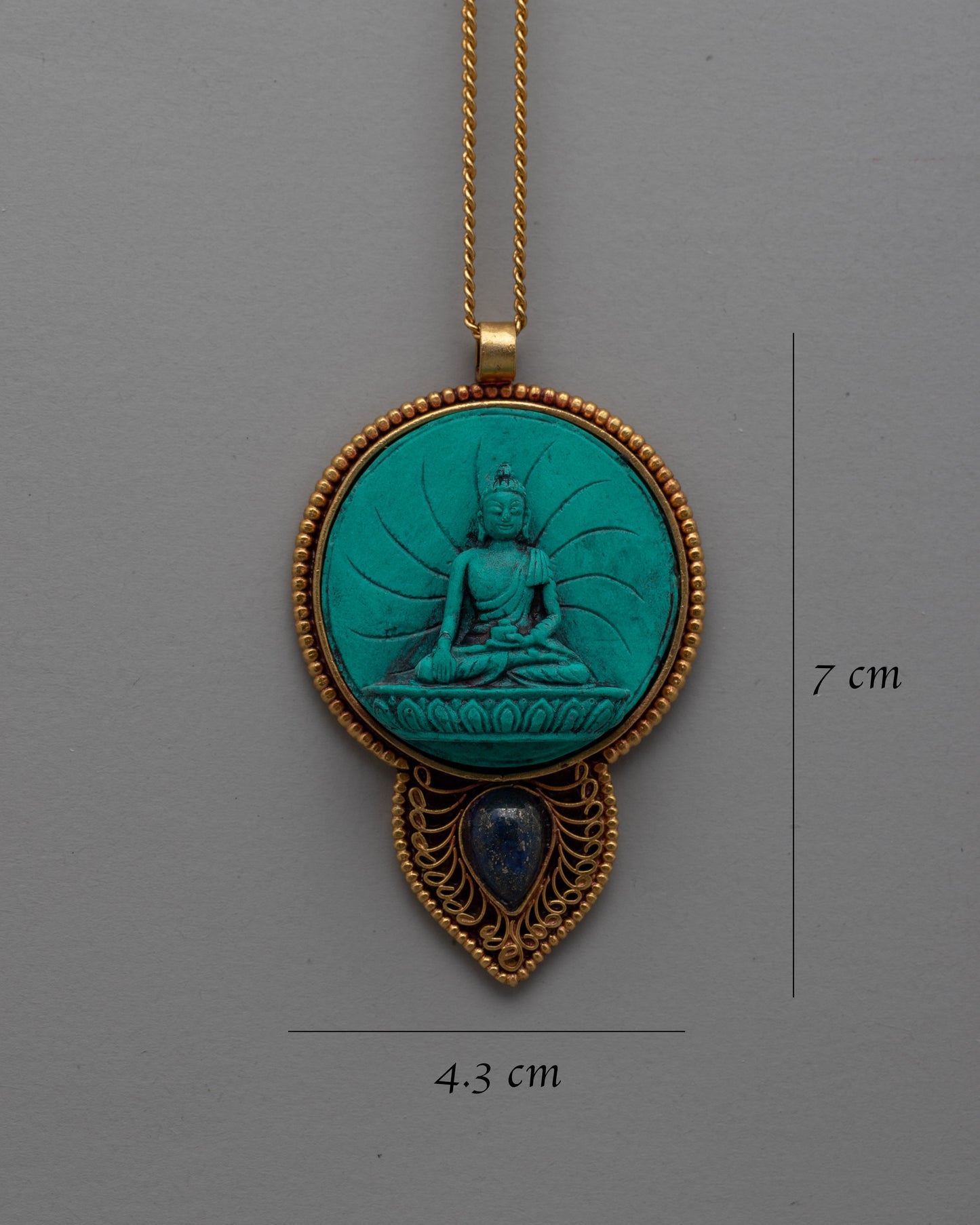 Gold Turquoise Locket | Handcrafted Pendant with Buddha