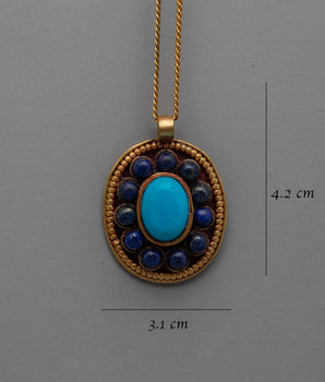Beautiful Oval Pendant | Handmade Copper Jewelry with Gold Plated Finish