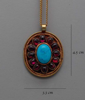Turquoise and Garnet Locket | Perfect Gift for a Touch of Elegance