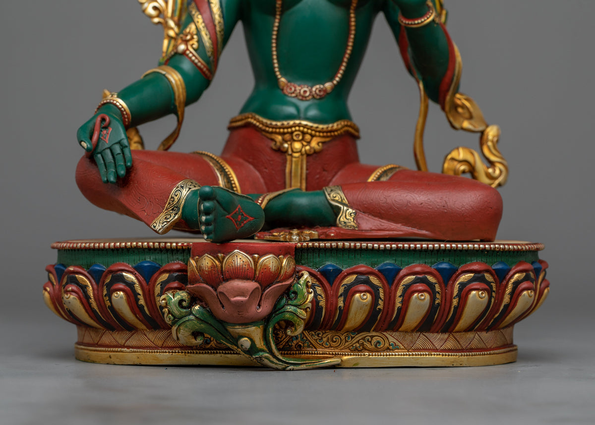 Handmade Green Tara Statue for The Shrine | Explore the Beauty of Vajrayana Artistry
