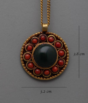 Onyx and Gold Pendant | Handmade Copper with Electro Gold Plating