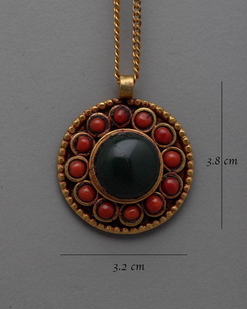 Onyx and Gold Pendant | Handmade Copper with Electro Gold Plating