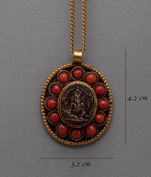 Handcrafted Ganesha Gold Locket – Copper with Electro Gold Finish