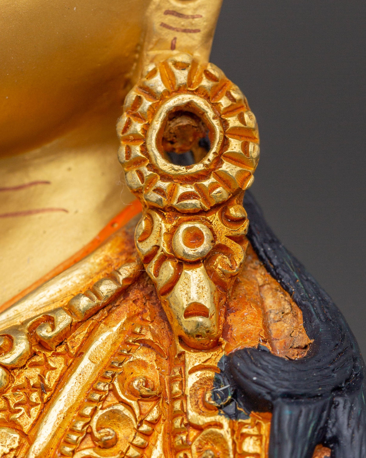 Guru Rinpoche Blessing Statue: 24K Gold Gilded Serenity