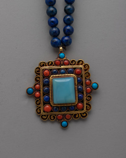 Handcrafted Tibetan Necklace – Traditional Design with Sacred Symbols