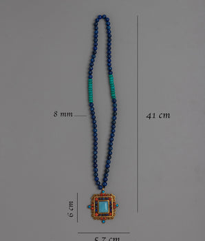 Handcrafted Tibetan Necklace – Traditional Design with Sacred Symbols