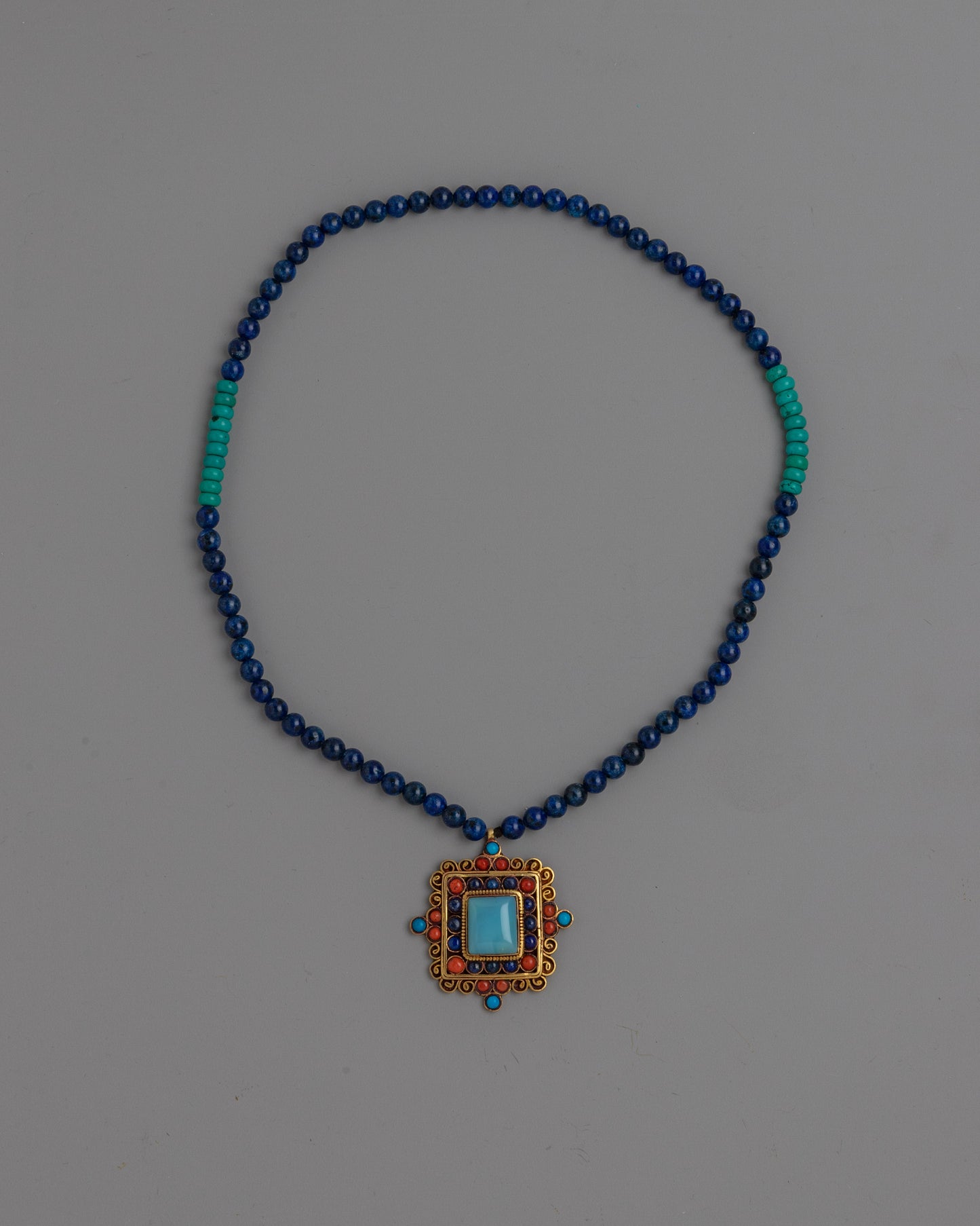 Handcrafted Tibetan Necklace – Traditional Design with Sacred Symbols