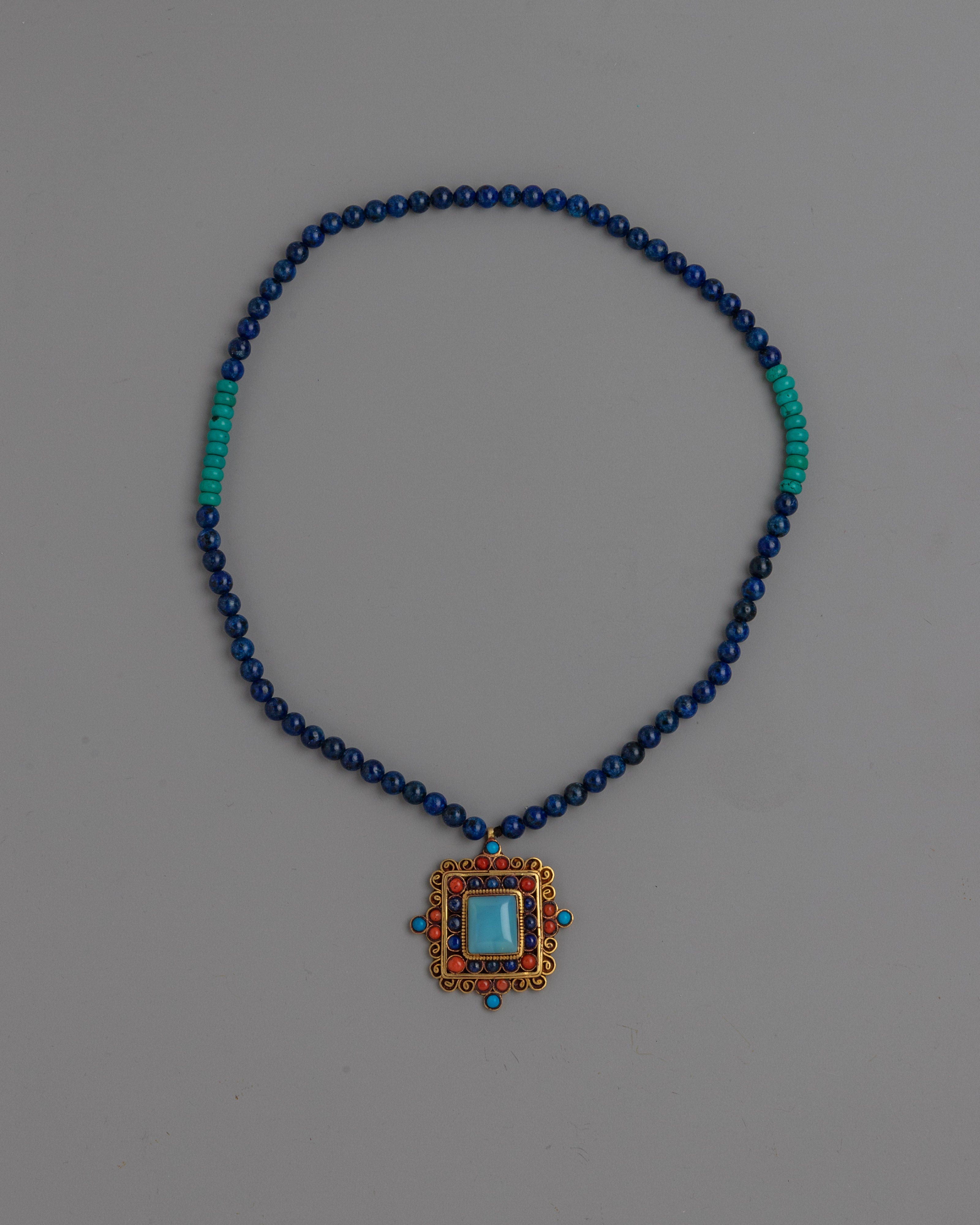 Handcrafted Tibetan Necklace – Traditional Design with Sacred Symbols