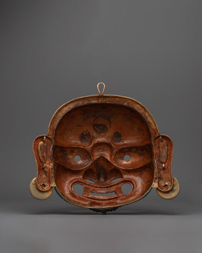 Authentic Nepali Lakhe Mask – Traditional Symbols and Vibrant Artistic Expression