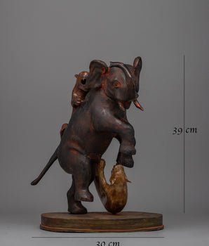 Lion Attack Elephant Statue | Handcrafted Brass Sculpture for Home or Office