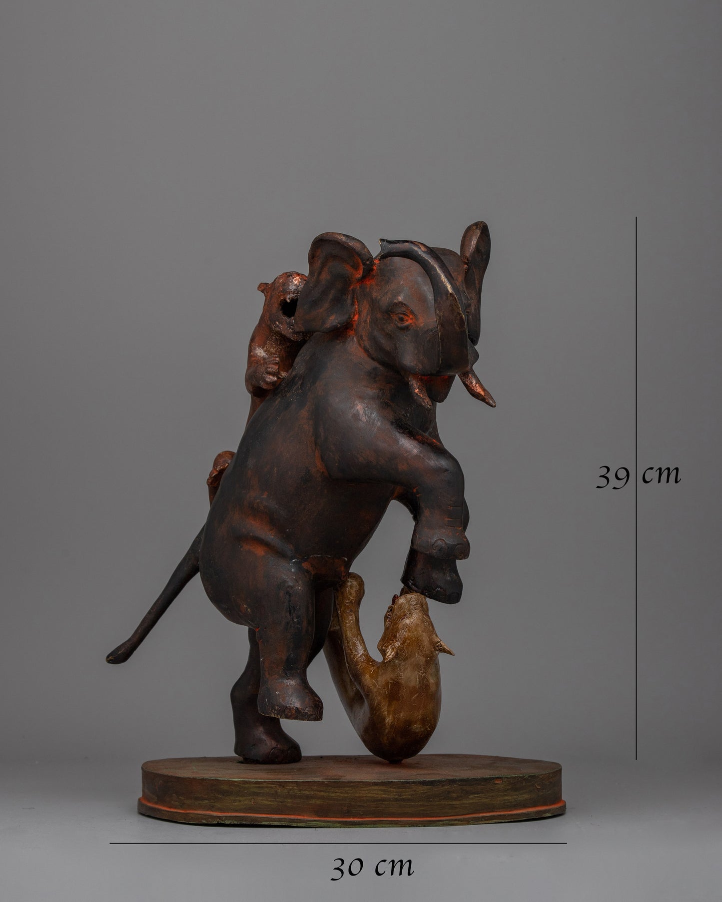 Lion Attack Elephant Statue | Handcrafted Brass Sculpture for Home or Office